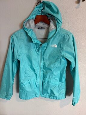 The North Face DryVent Lightweight Turquoise Hooded Windbreaker Girls Large